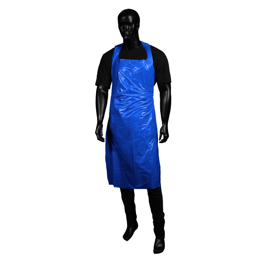 Einwegschürzen geblockt, blau, glatte Oberfläche, 120 x 75 cm, Polyethylen, Med-Comfort: Einmalschürze zum Binden kaufen.