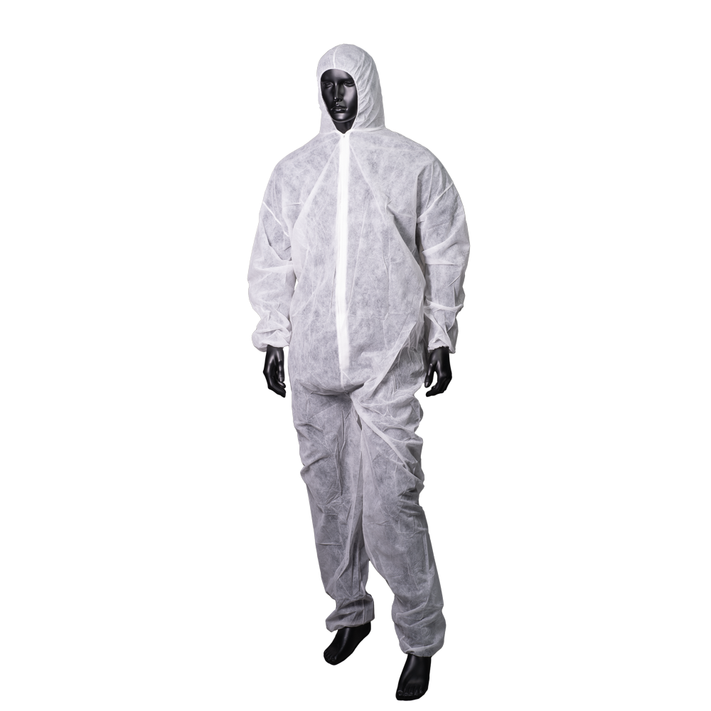 Polypropylen Overall, weiß , Gr. L, Med-Comfort: Einwegoverall mit Reißverschluss und Kapuze als Schutzkleidung kaufen.