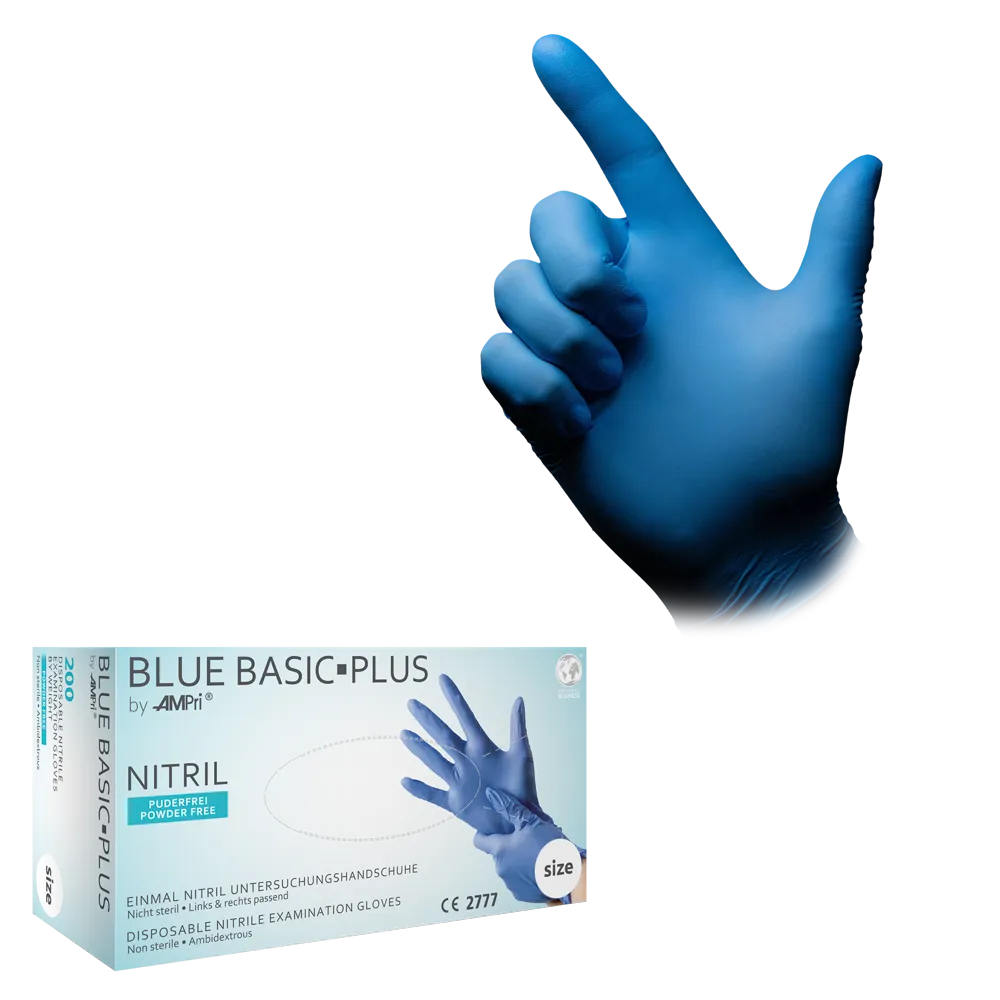 Nitrilhandschuhe, blau, 200 Stück/Box, Größe M, puderfrei, blue Basic-Plus: Nitril Einmalhandschuhe als Schutzhandschuhe und Untersuchungshandschuhe aus Nitril kaufen.