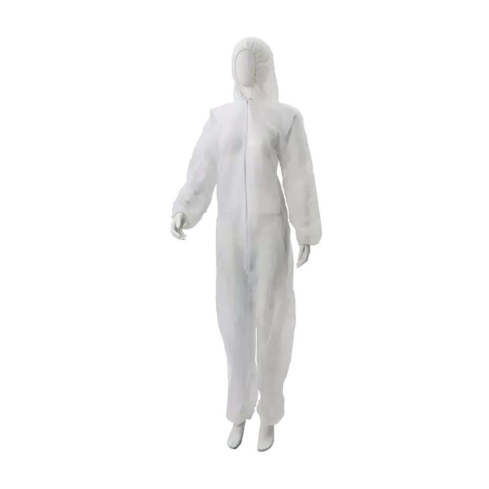 Polypropylen Overall, weiß , Gr. L, Med-Comfort: Einwegoverall mit Reißverschluss und Kapuze als Schutzkleidung kaufen.
