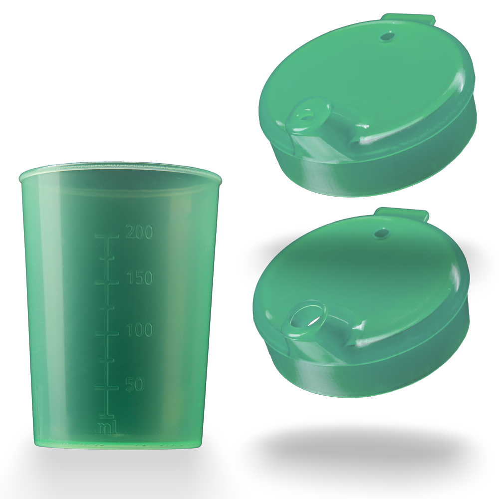 PP Schnabelbecher Oberteil und Unterteil SET, grün, 50 x 250 ml: Polypropylen Oberteil und Unterteil SET für 50 Schnabeltassen als Patientenbedarf kaufen.