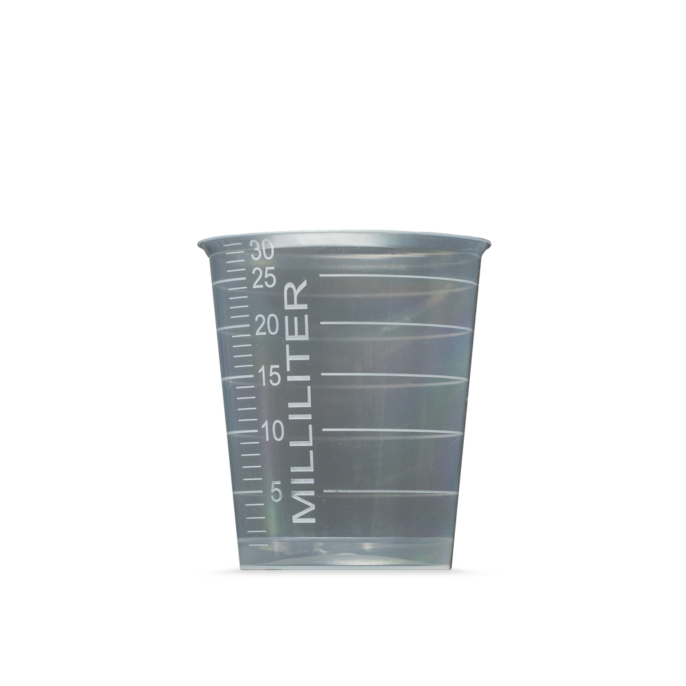 PP Einmal Medizinbecher, 30 ml, graduiert, transparent, milchig, Med-Comfort Basic