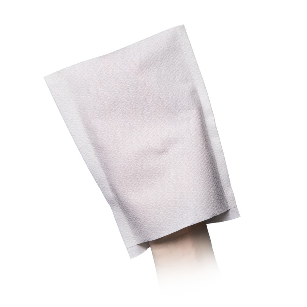 Einweg Waschhandschuh, weiß, Airlaid, Med-Comfort: Einmalwaschlappen aus umweltfreundlichem Airlaid als praktischen Einwegartikel kaufen.