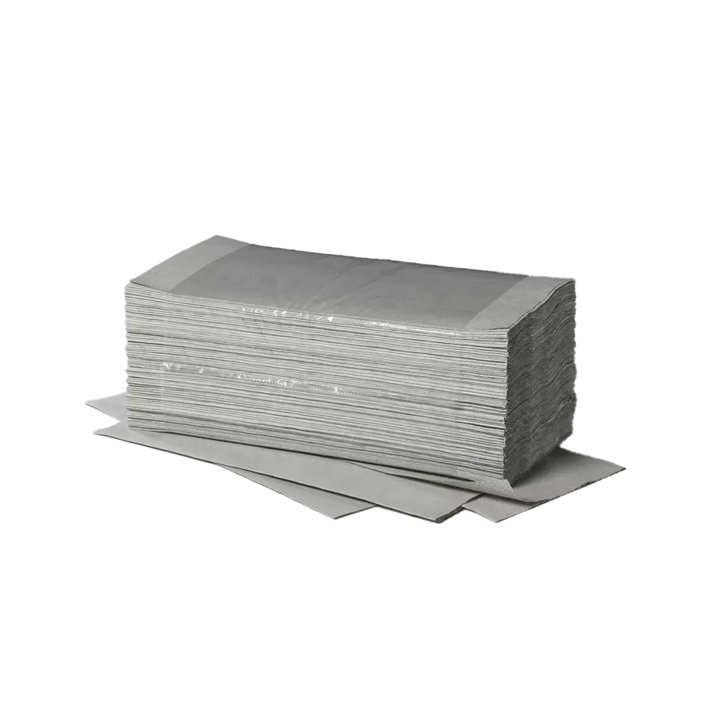 Falthandtücher, Farbe grau, 25 x 23 cm, Plus L: 1-lagige, recyclingfähige Falthandtücher in V-Falz als Stations- und Patientenbedarf kaufen.