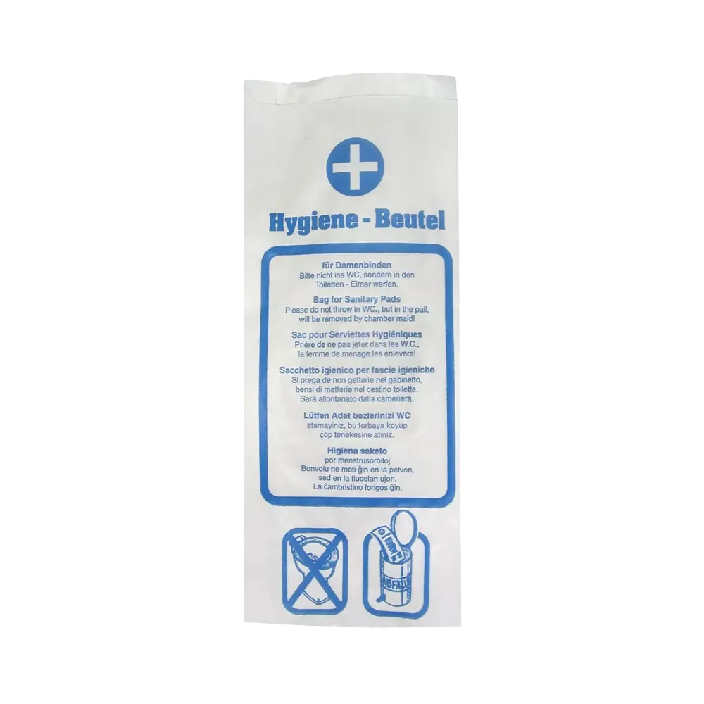 Hygienebeutel, weiß, 12 x 5 x 29 cm: Hygienebeutel aus Zellulose zur Entsorgung von Monatshygiene für den Stations- und Patientenbedarf kaufen.