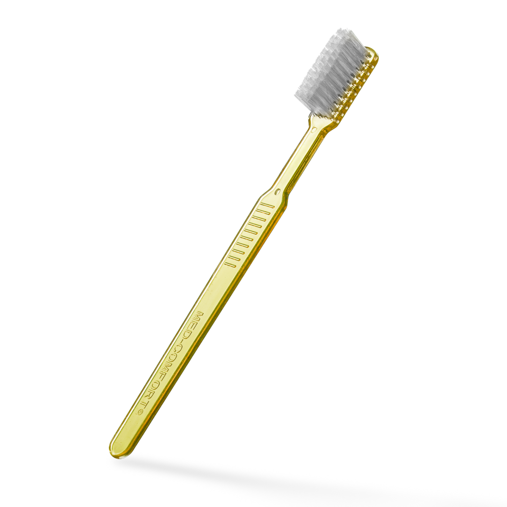 Dental PS Einmalzahnbürste mit Zahnpasta, Farbe gelb, 15 x 2,6 cm, Med-Comfort: Polystyrol Einwegzahnbürste für Reisen und den Gebrauch vor zahnärtzlichen Behandlungen als Dentalbedarf kaufen.