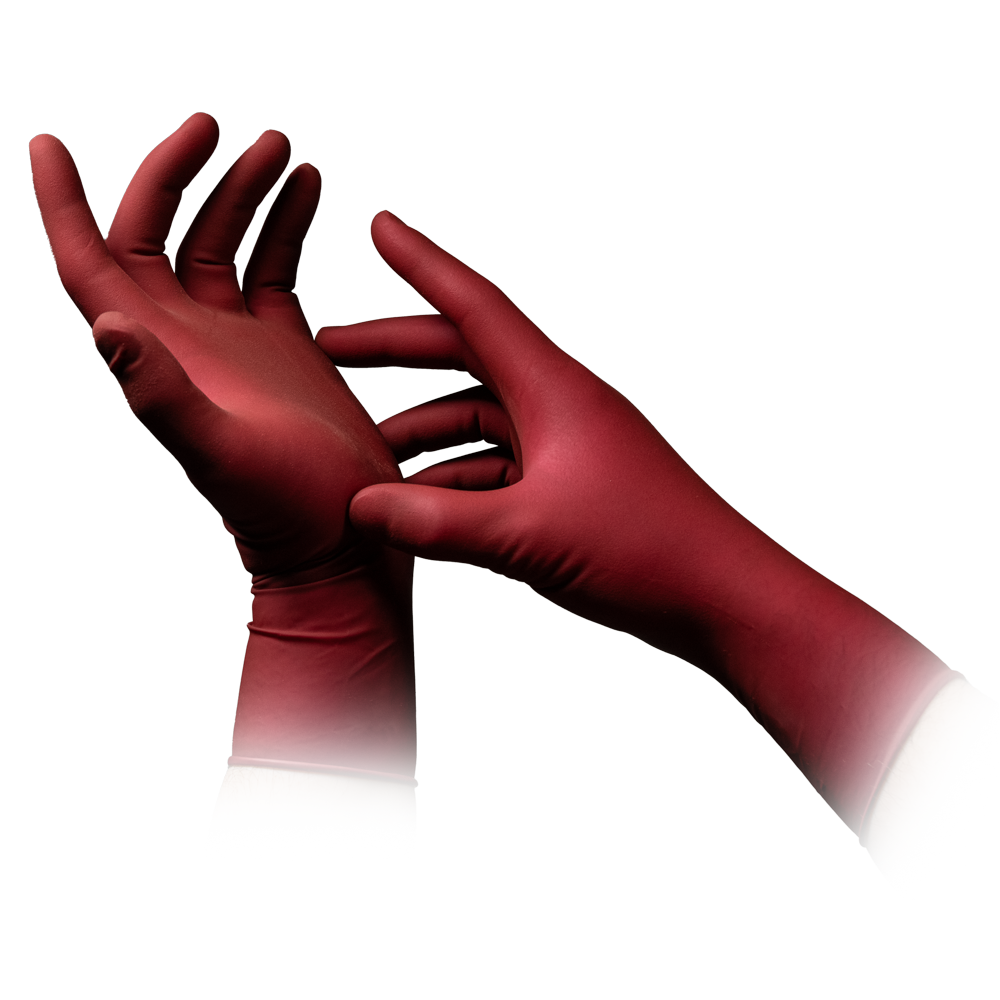 Latexhandschuhe, bordeaux, rot, Größe L, puderfrei, Absogel
