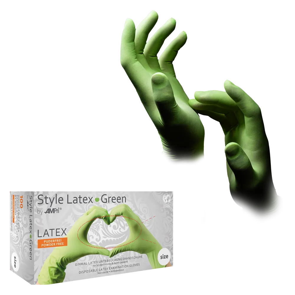 Style Latex Green by Med-Comfort Einmal-Latex-Schutz- und Untersuchungshandschuh
