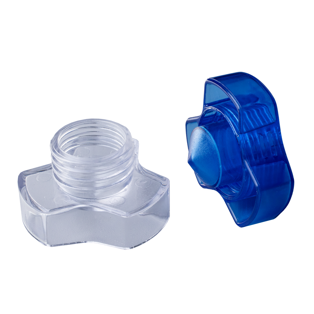 Tablettencrusher, transparent, milchig, blau, Med-Comfort