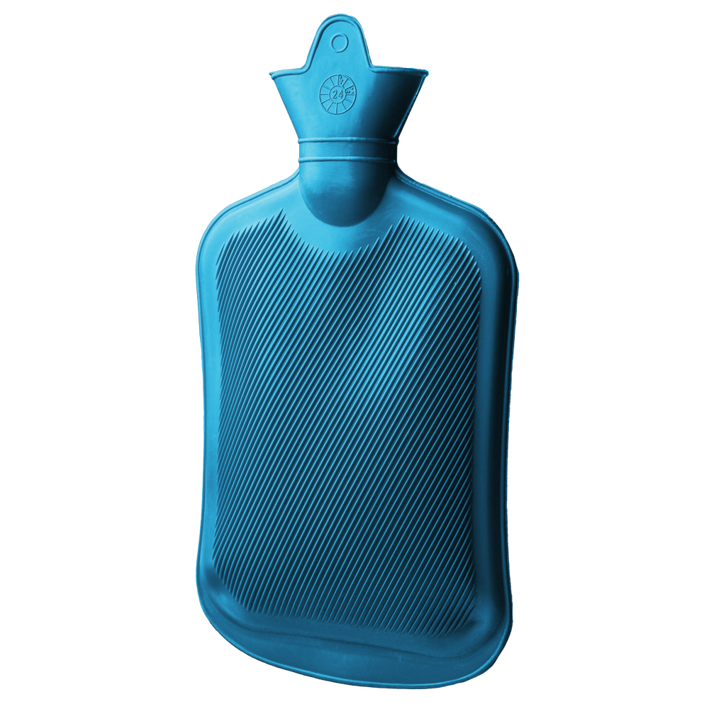 Wärmflasche, blau, Gummi, mit Schraubverschluss