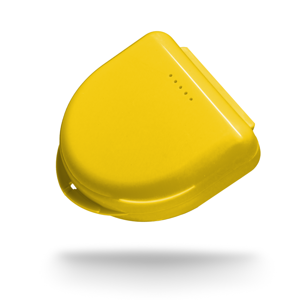 PP Dental Schienendose für Erwachsene, 65 x 58 x 20 cm, Farbe gelb, Polypropylen: stabile und robuste Schienendose zur Aufbewahrung von Zahnschienen und Aufbissschienen als Dentalbedarf kaufen.