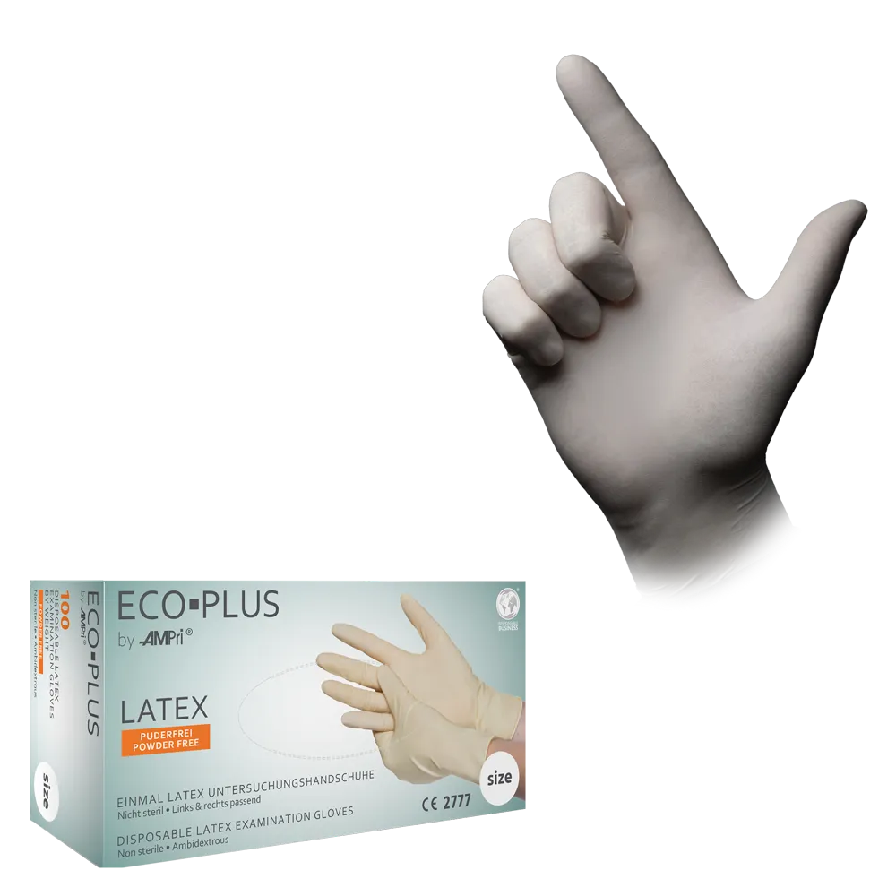 Latexhandschuhe, weiß, Größe XL, puderfrei, Eco-Plus