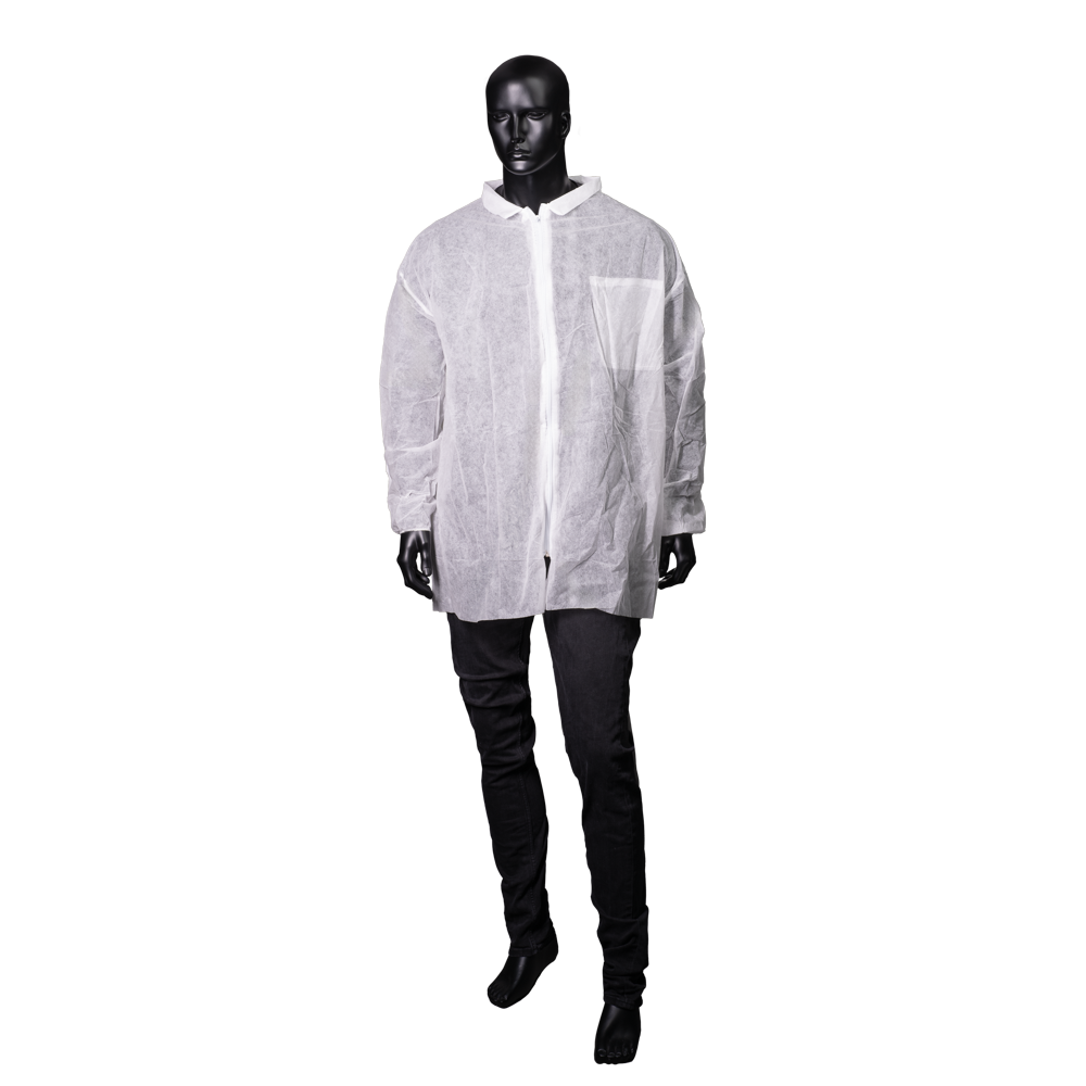 PP-Vlies Besucherjacke mit Reißverschluss, weiß, Größe XXL, Med-Comfort
