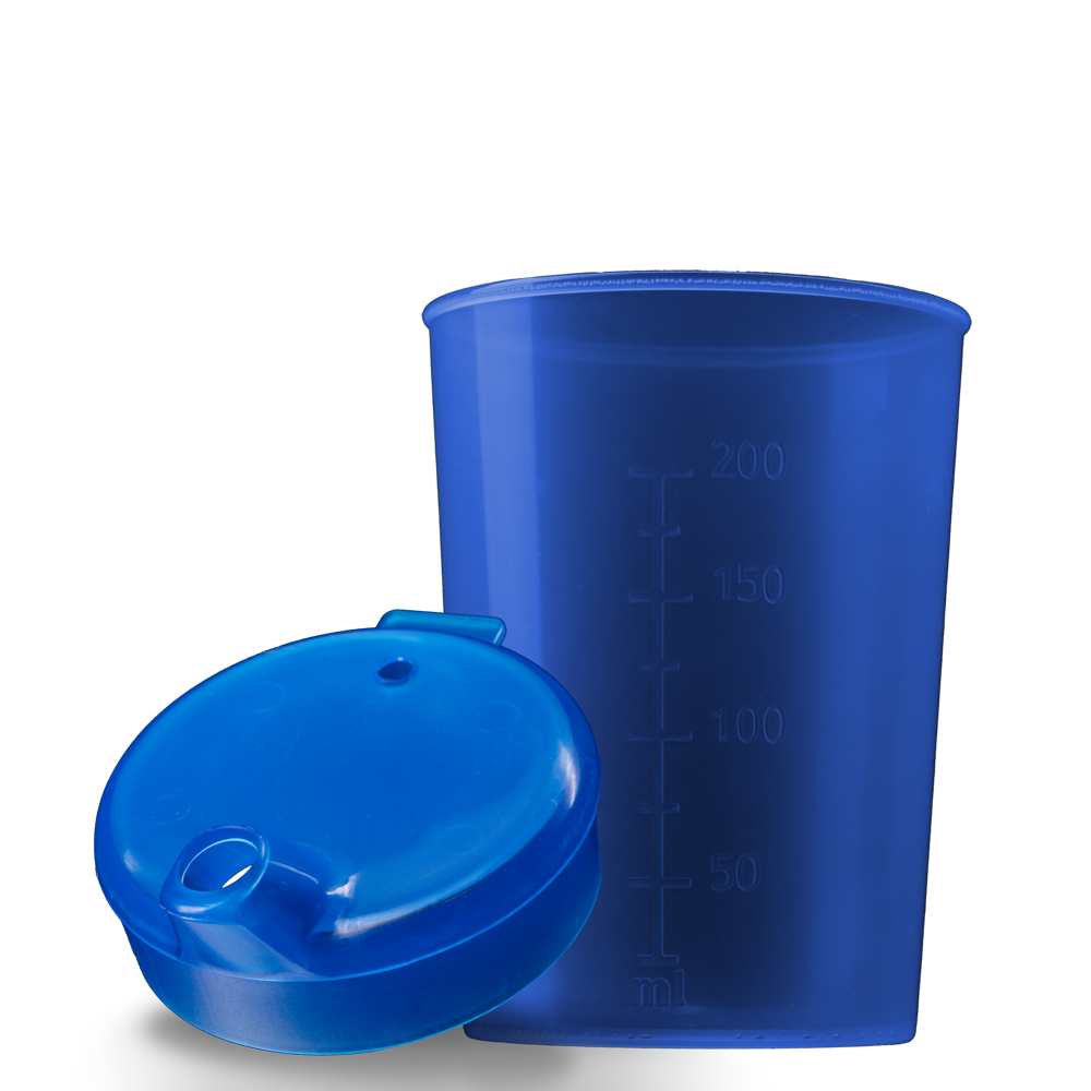 PP Schnabelbecher Oberteil und Unterteil SET, blau, 50 x 250 ml: Polypropylen Oberteil und Unterteil SET für 50 Schnabeltassen als Patientenbedarf kaufen.