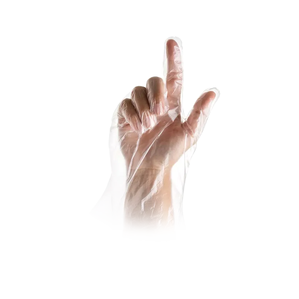 PE Handschuh, transparent, milchig, Größe L, gehämmert, Med-Comfort