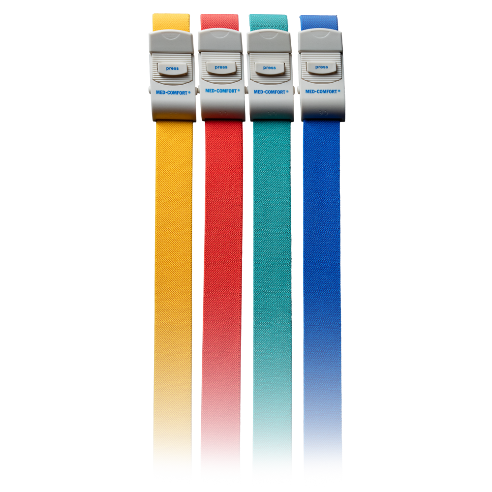 Venenstauer, Farbe blau, rot, grün, gelb, 2,5 x 45 cm, Med-Comfort: latexfreies Stauband aus Kunststoff zur besseren Tastbarkeit der Blutgefäße als medizinisches Hilfsmittel für den Patientenbedarf kaufen.