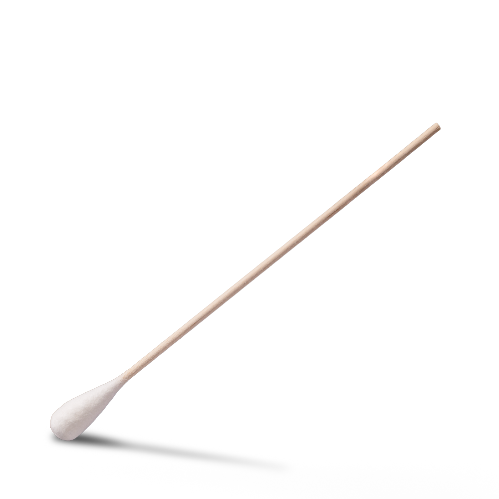 Einmal Holzstab Wattestäbchen, 150 mm, Naturholz, Baumwolle, Top-Comfort: Einweg Wattestäbchen mit großem Kopf kaufen.