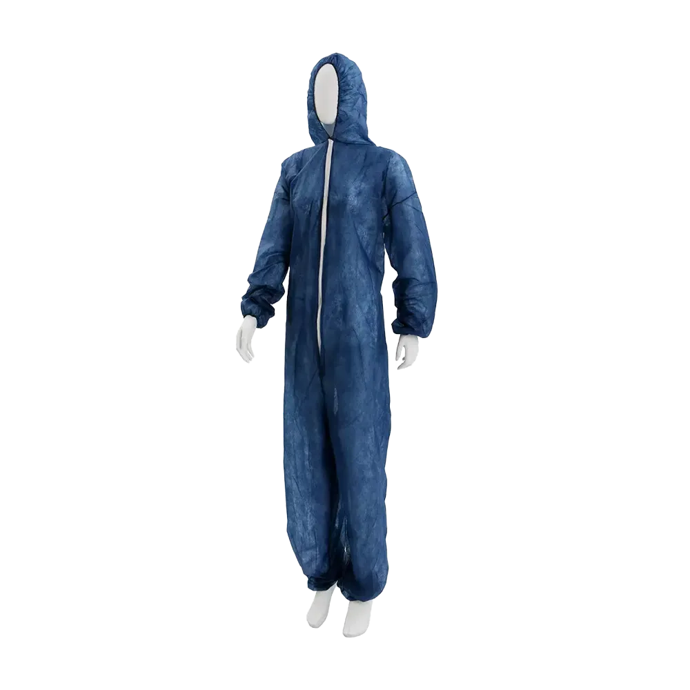 Polypropylen Overall, dunkelblau, blau, Gr. L, Med-Comfort: Einwegoverall mit Reißverschluss und Kapuze als Schutzkleidung kaufen.