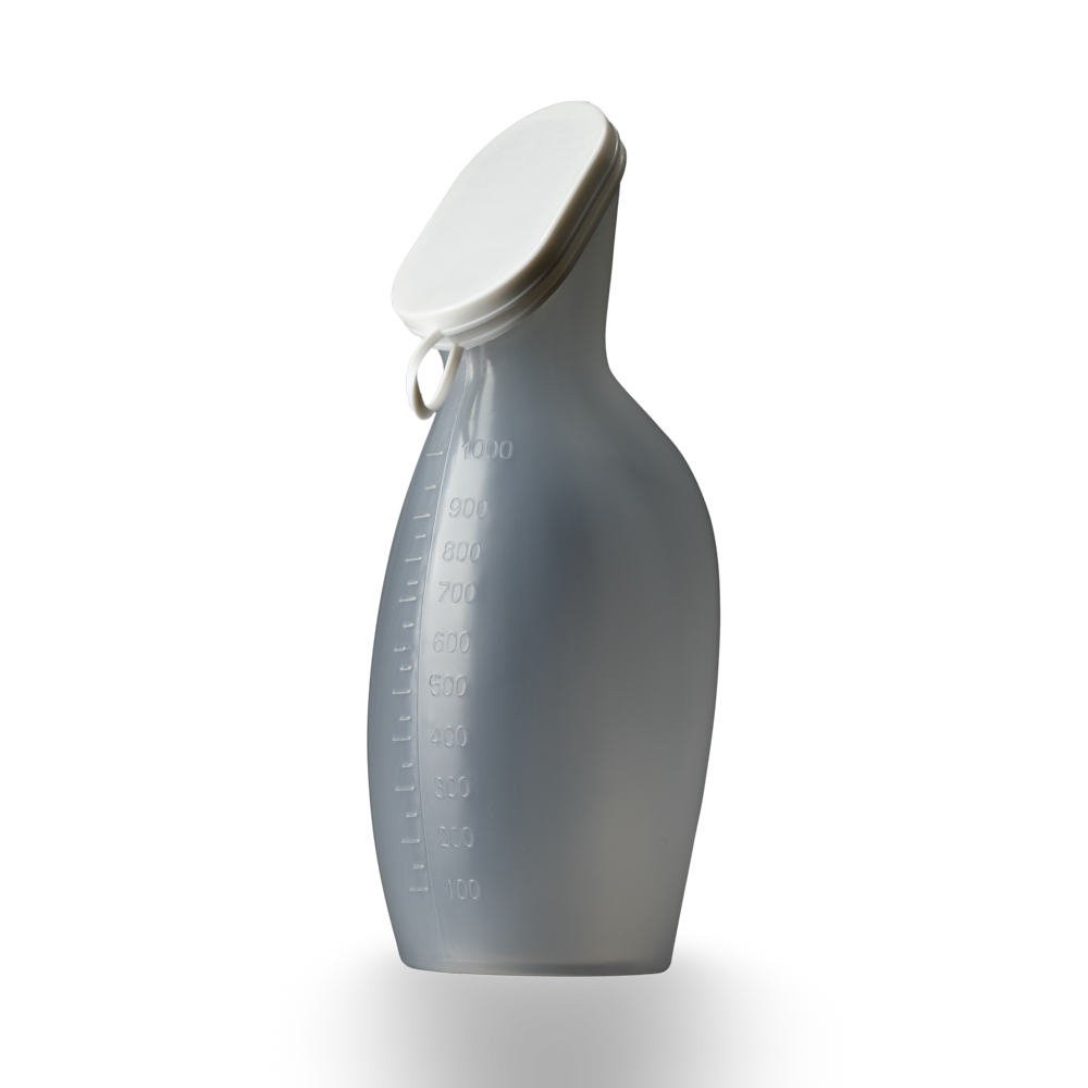 PP Urinflasche für Frauen, 1 Liter, Farbe durchscheinend mit weißem PE Deckel, Top-Comfort: desinfizierbare und hitzbeständige Urinflasche für Frauen als Stations- und Patientenbedarf kaufen.