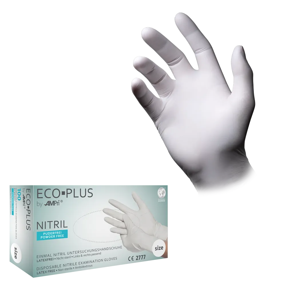 Nitrilhandschuhe, weiß, Größe S, puderfrei, Eco-Plus