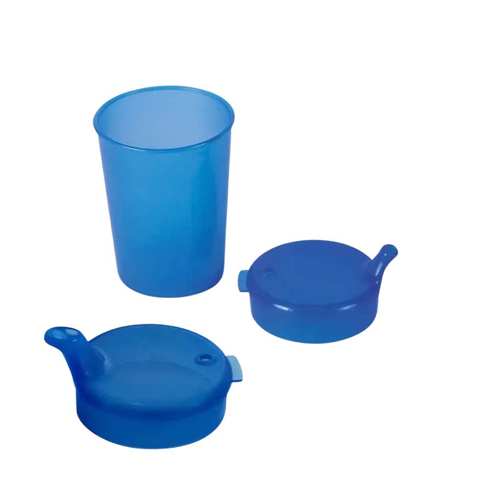 PP Schnabelbecher Oberteil und Unterteil SET, blau, 50 x 250 ml: Polypropylen Oberteil und Unterteil SET für 50 Schnabeltassen als Patientenbedarf kaufen.
