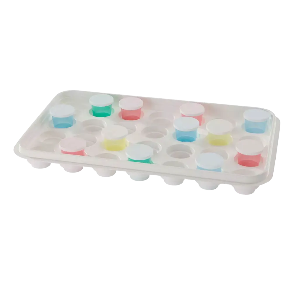 PS Tablett für 28 Medizinbecher, weiß, 375 x 225 x 40 mm