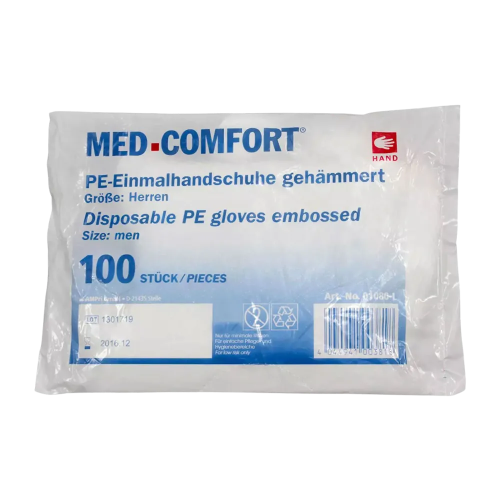 PE Handschuh, transparent, milchig, Größe L, gehämmert, Med 