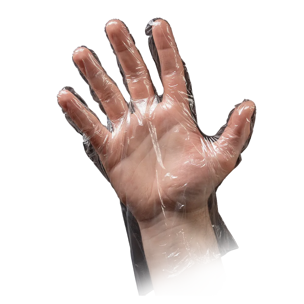 PE Handschuh, transparent, milchig, Größe S (Damen), gehämmert 