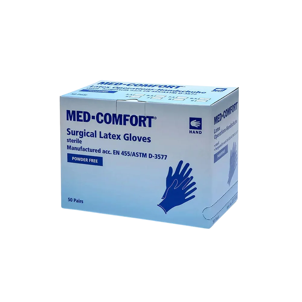 OP-Handschuhe, Latex Einmalhandschuhe, puderfrei, weiß, Gr. 8,0, Med-Comfort: sterile OP Einmalhandschuhe aus Latex kaufen.
