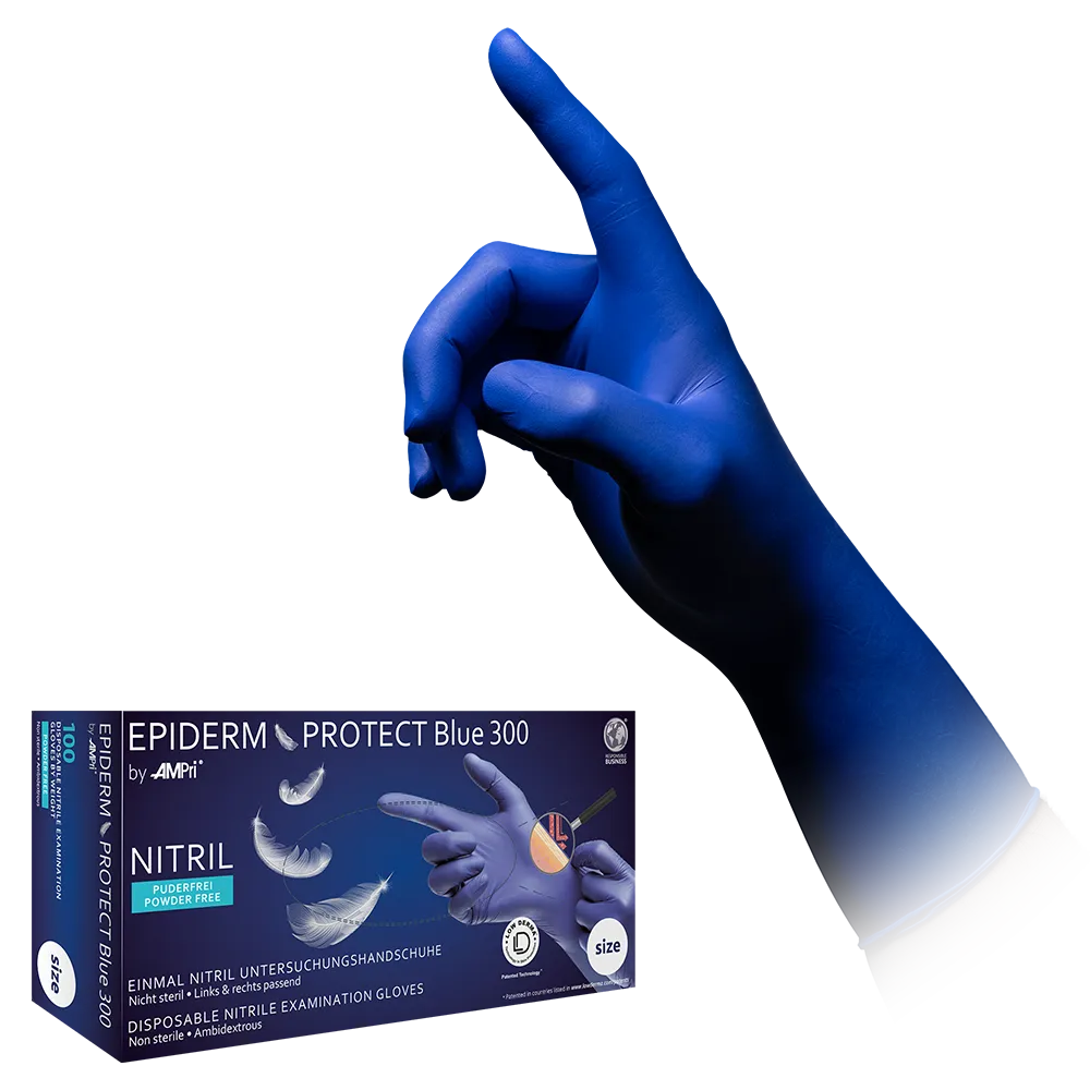 Nitrilhandschuhe, blau, Größe M, puderfrei, Epiderm Protect Blue  