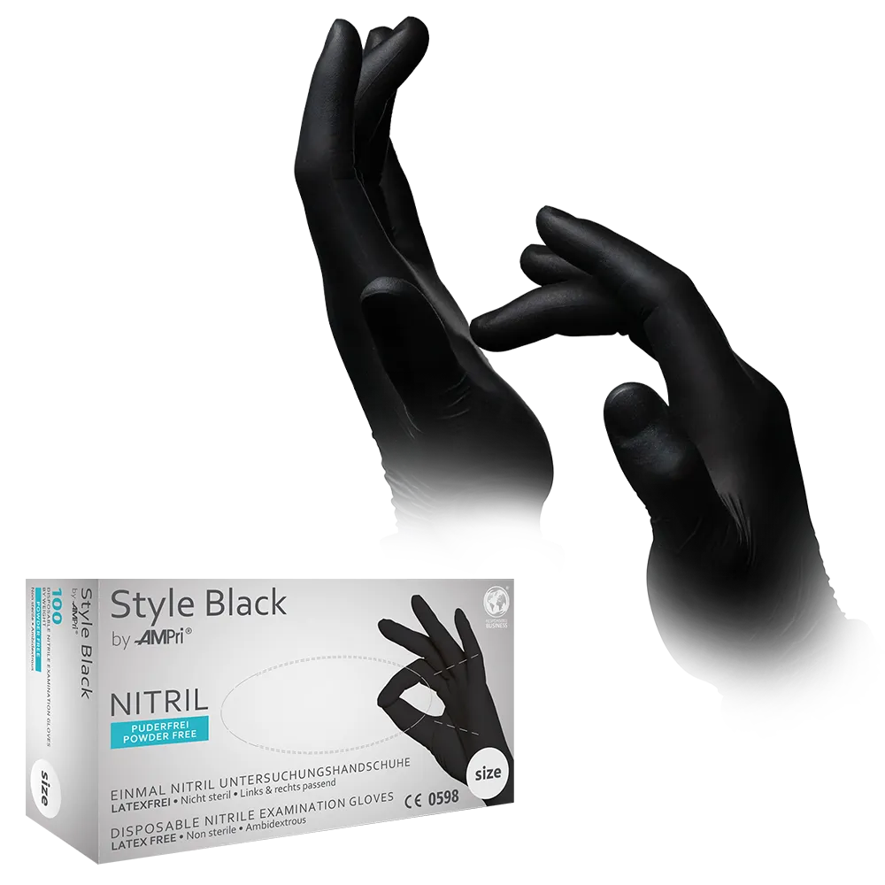 Nitrilhandschuhe, schwarz, Größe L, puderfrei, Style Black by Med 