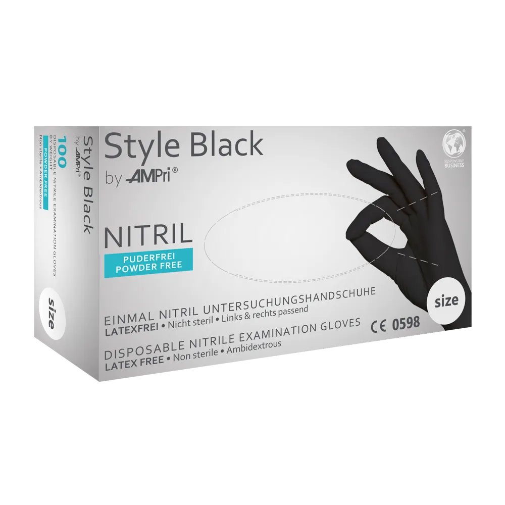 Nitrilhandschuhe, schwarz, Größe L, puderfrei, Style Black by Med 