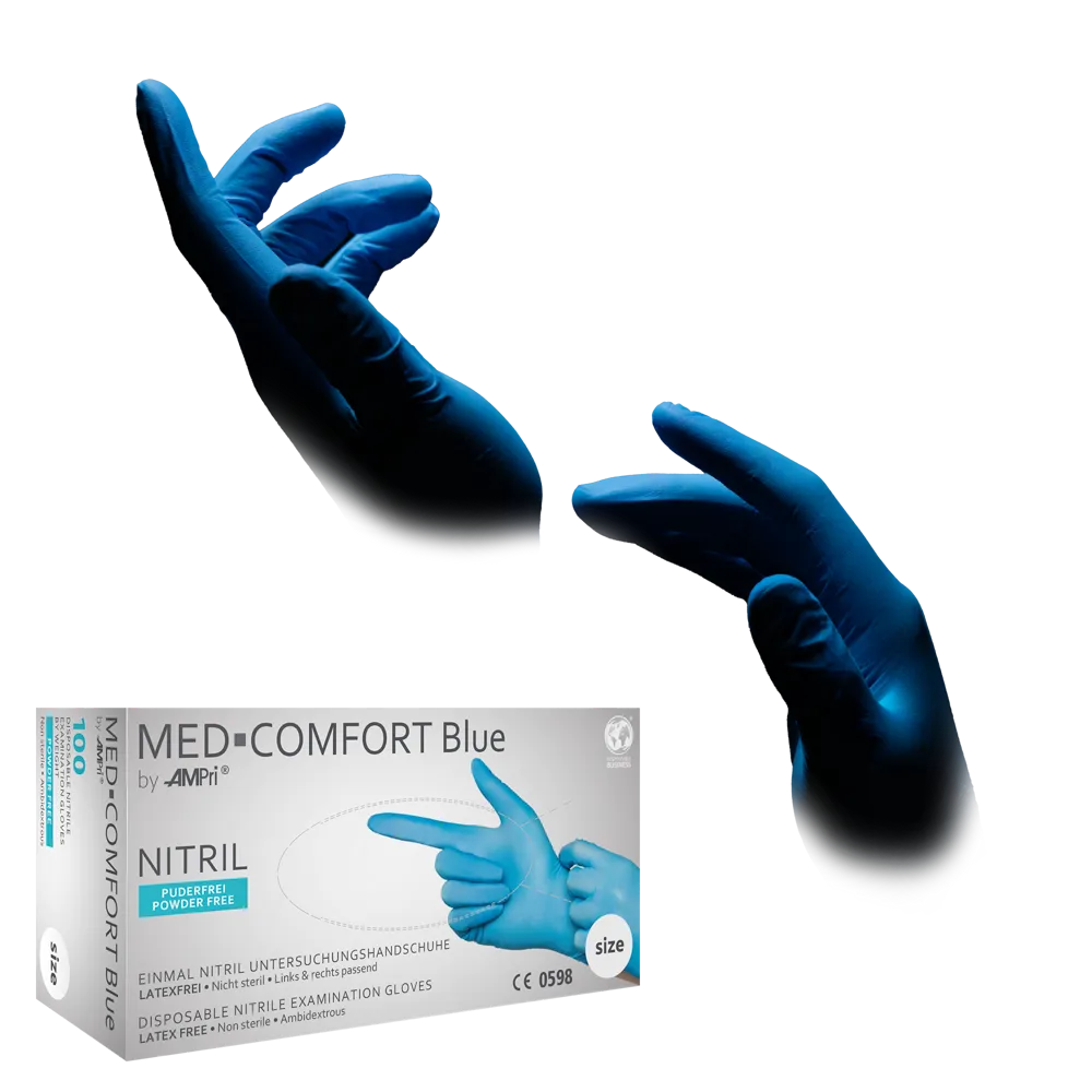 Nitrilhandschuhe, blau, Größe M, puderfrei, Med-Comfort blue 