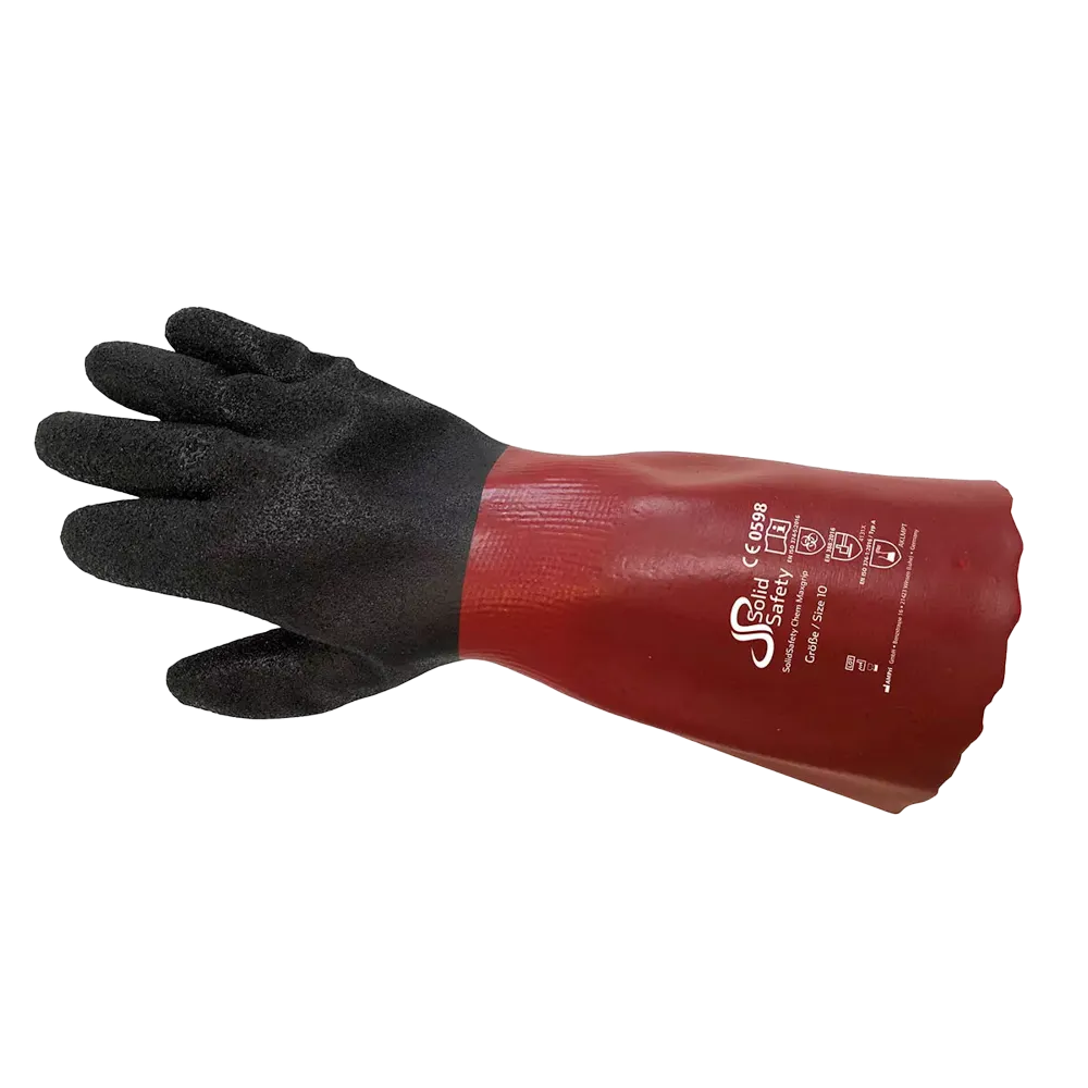 Chemikalienschutzhandschuh, Größe 10, SolidSafety Chem MaxGrip: Robuster Arbeitsschutzhandschuh mit Chemikalienschutz Typ A als PSA kaufen.