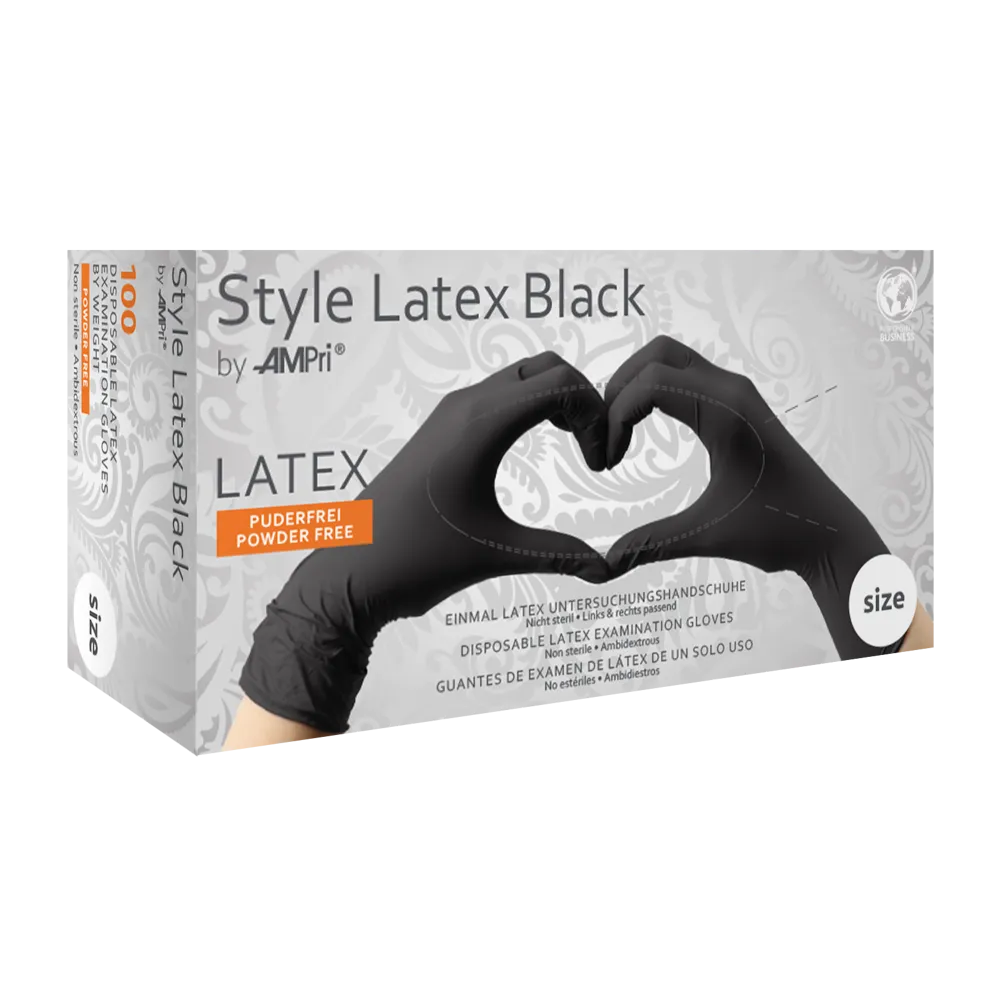 Latexhandschuhe, schwarz, Größe M, puderfrei, Style Latex Black  