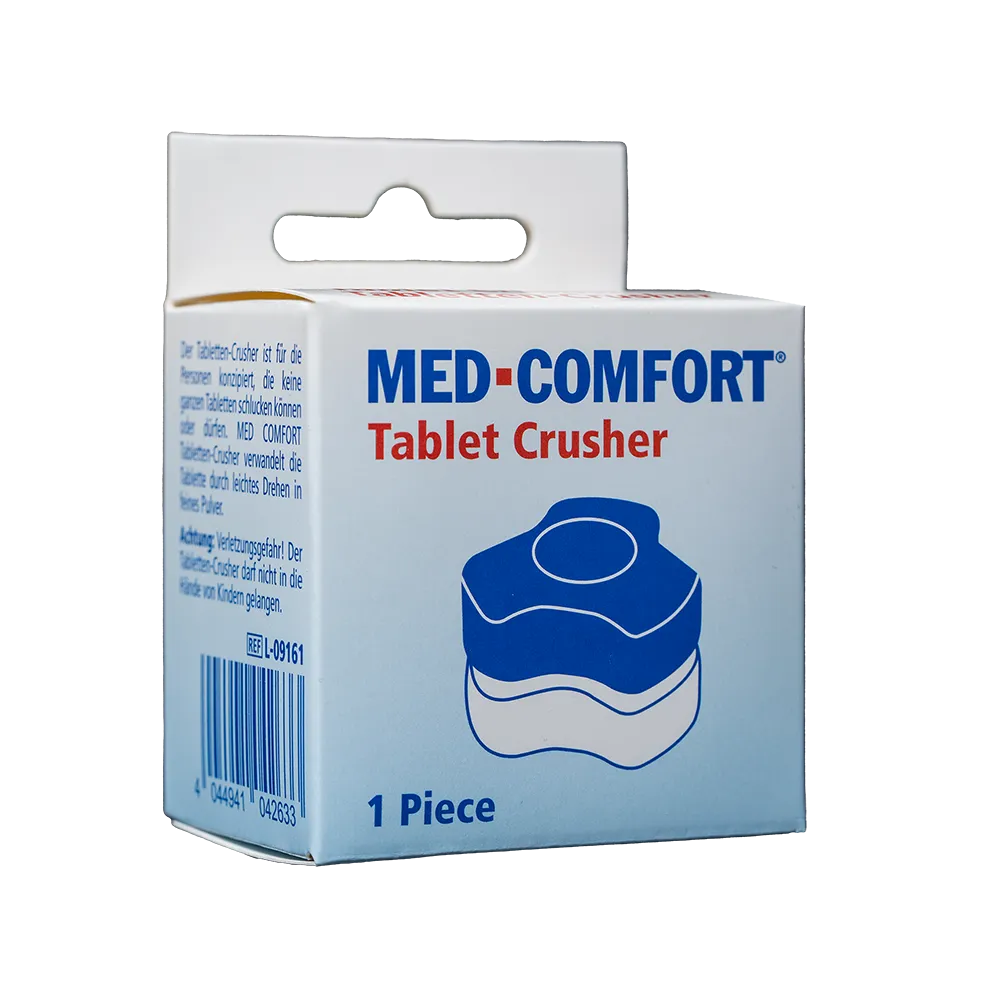 Tablettencrusher, transparent, milchig, blau, Med-Comfort: einfach  
