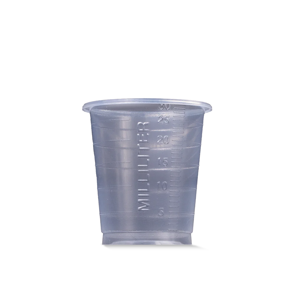 PP Medizinbecher, Farbe transparent, milchig, 30 ml, graduiert 
